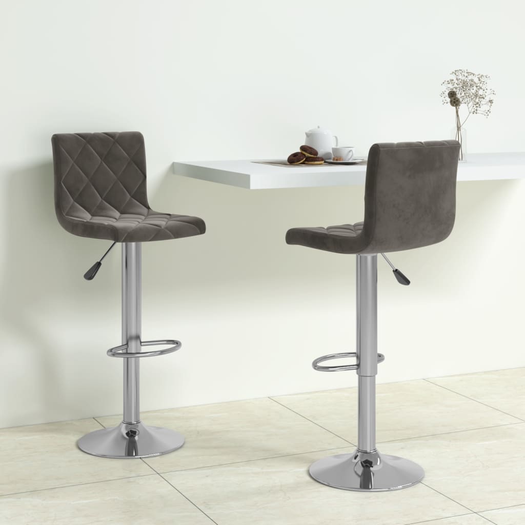 Tabourets de bar lot de 2 gris foncé velours - XIOS