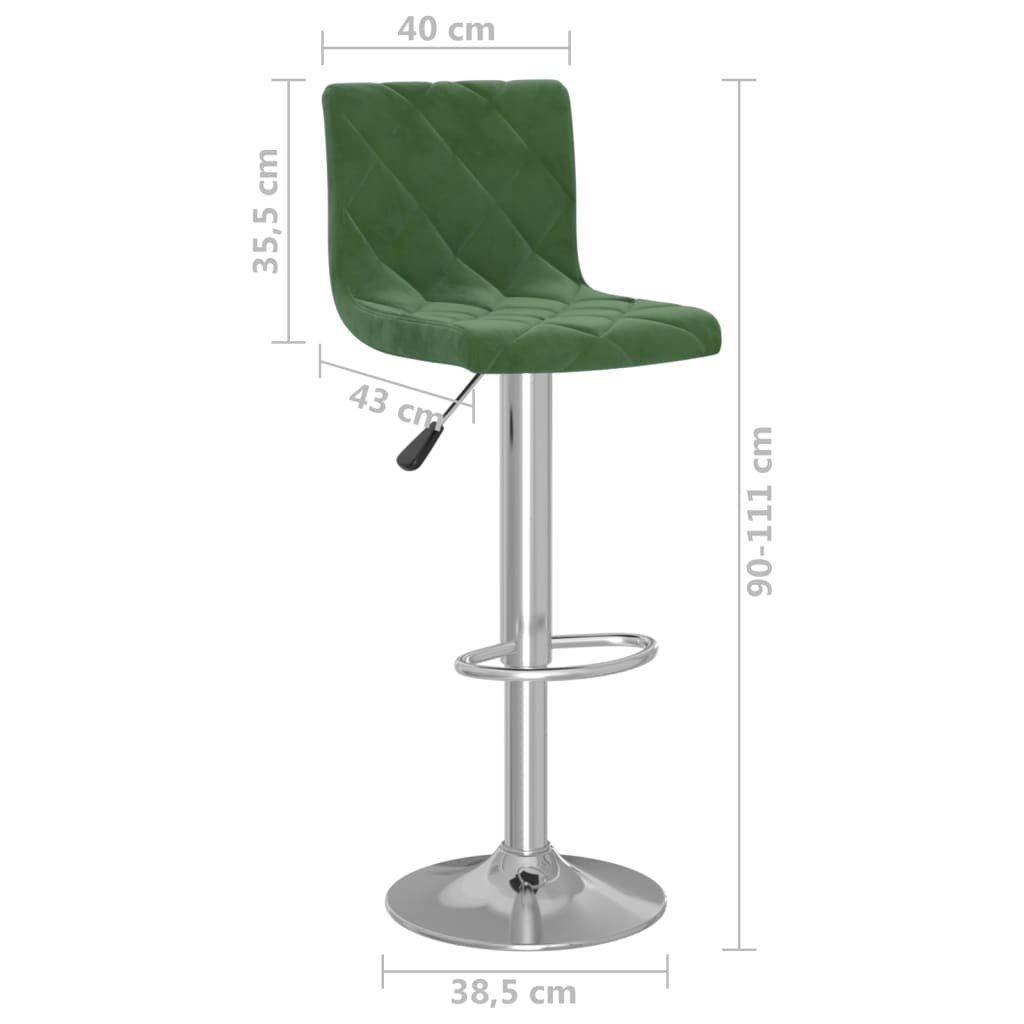 Tabourets de bar lot de 2 vert foncé velours - XIOS