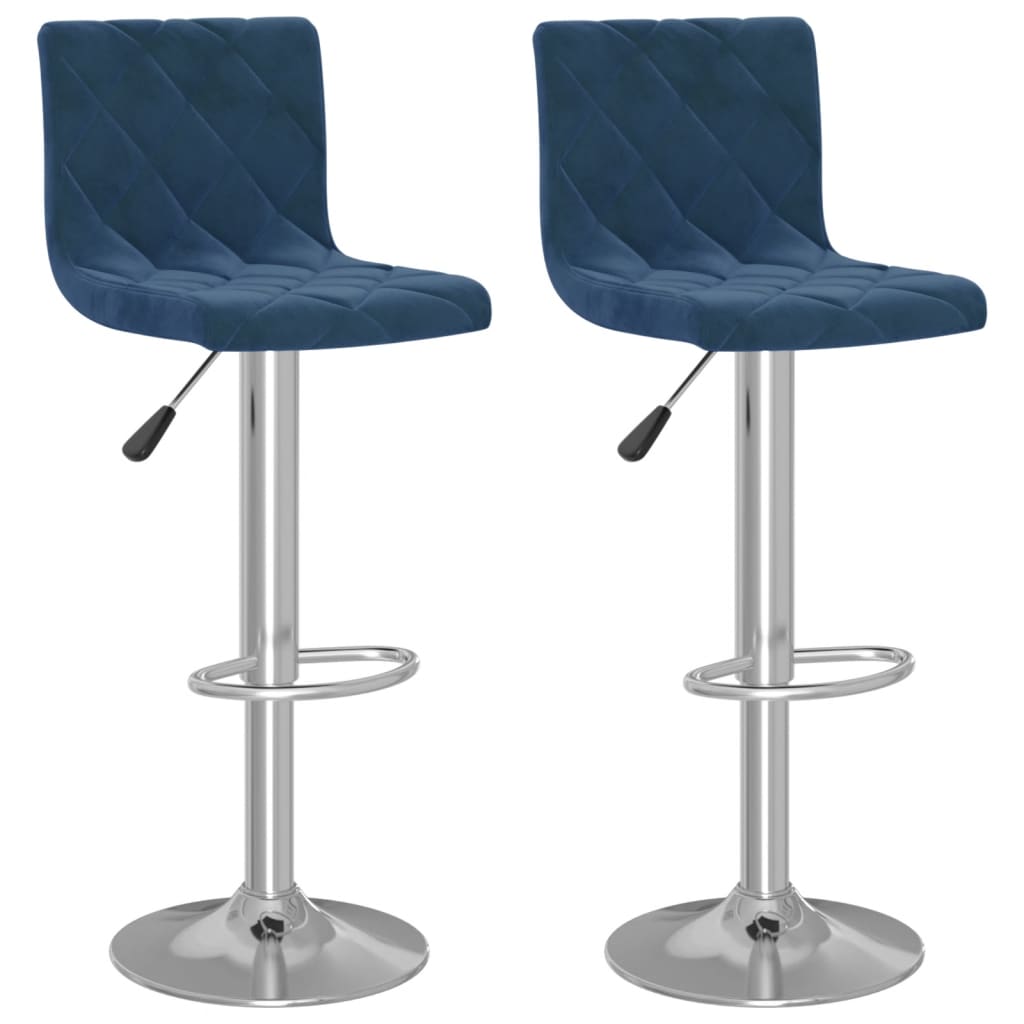 Tabourets de bar lot de 2 bleu velours - XIOS