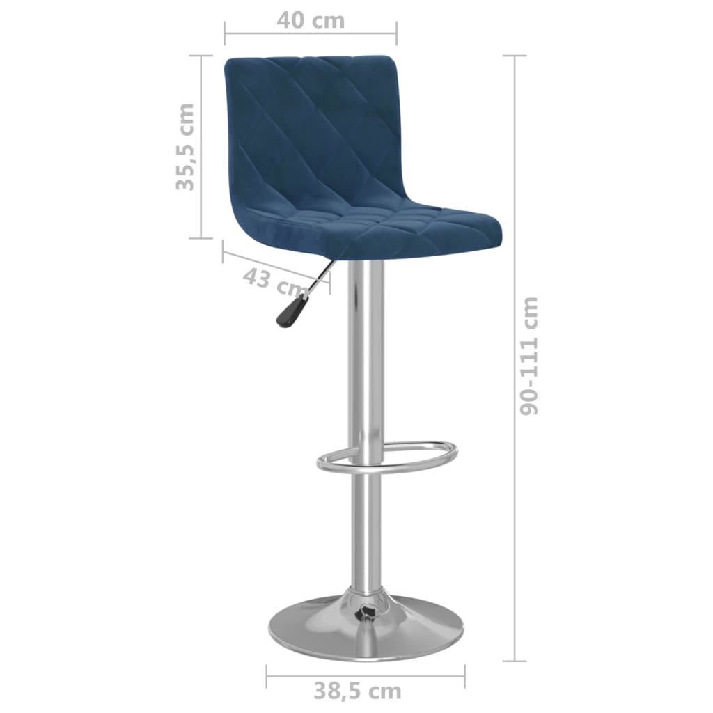 Tabourets de bar lot de 2 bleu velours - XIOS
