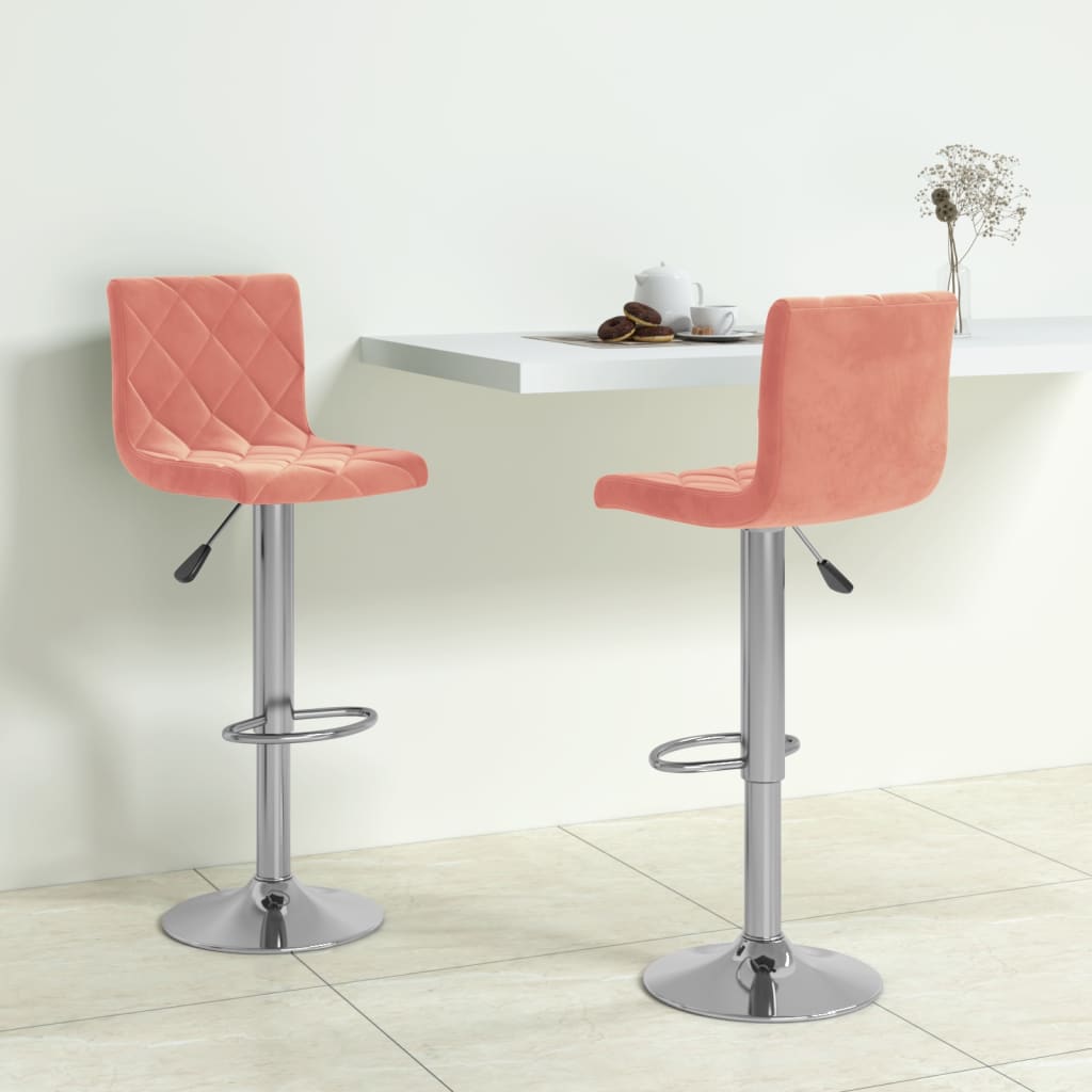 Tabourets de bar lot de 2 rose velours - XIOS