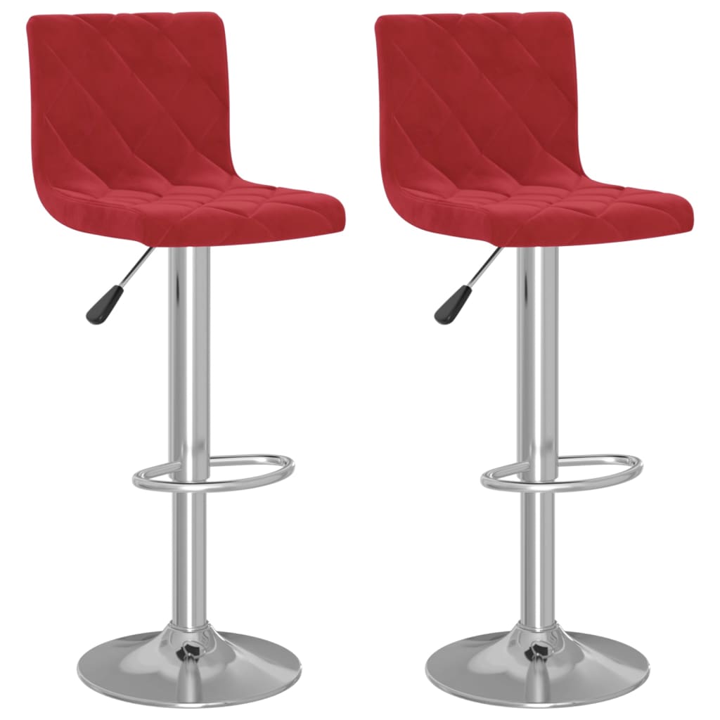 Tabourets de bar lot de 2 rouge bordeaux velours - XIOS