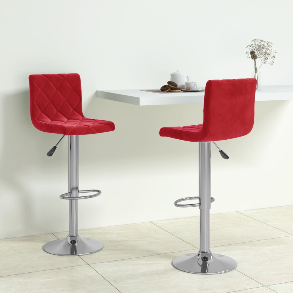 Tabourets de bar lot de 2 rouge bordeaux velours - XIOS