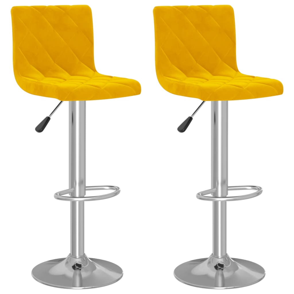 Tabourets de bar lot de 2 jaune moutarde velours - XIOS