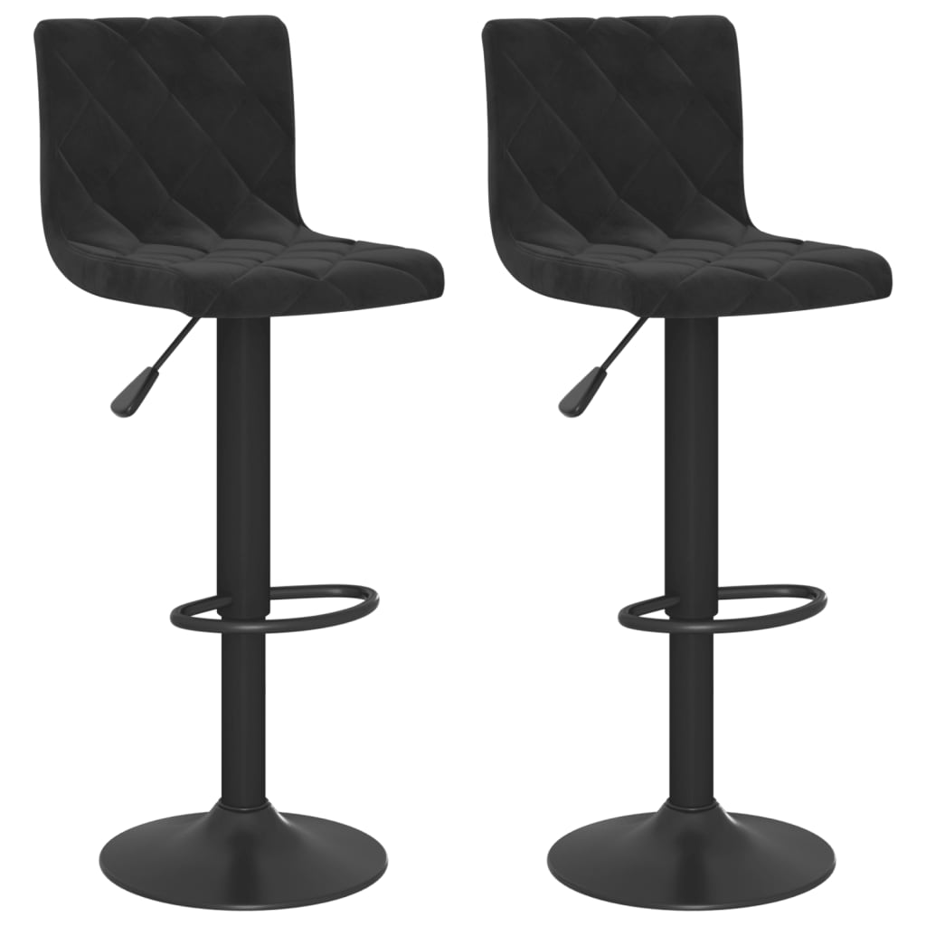Tabourets de bar lot de 2 Noir Velours - XIOS