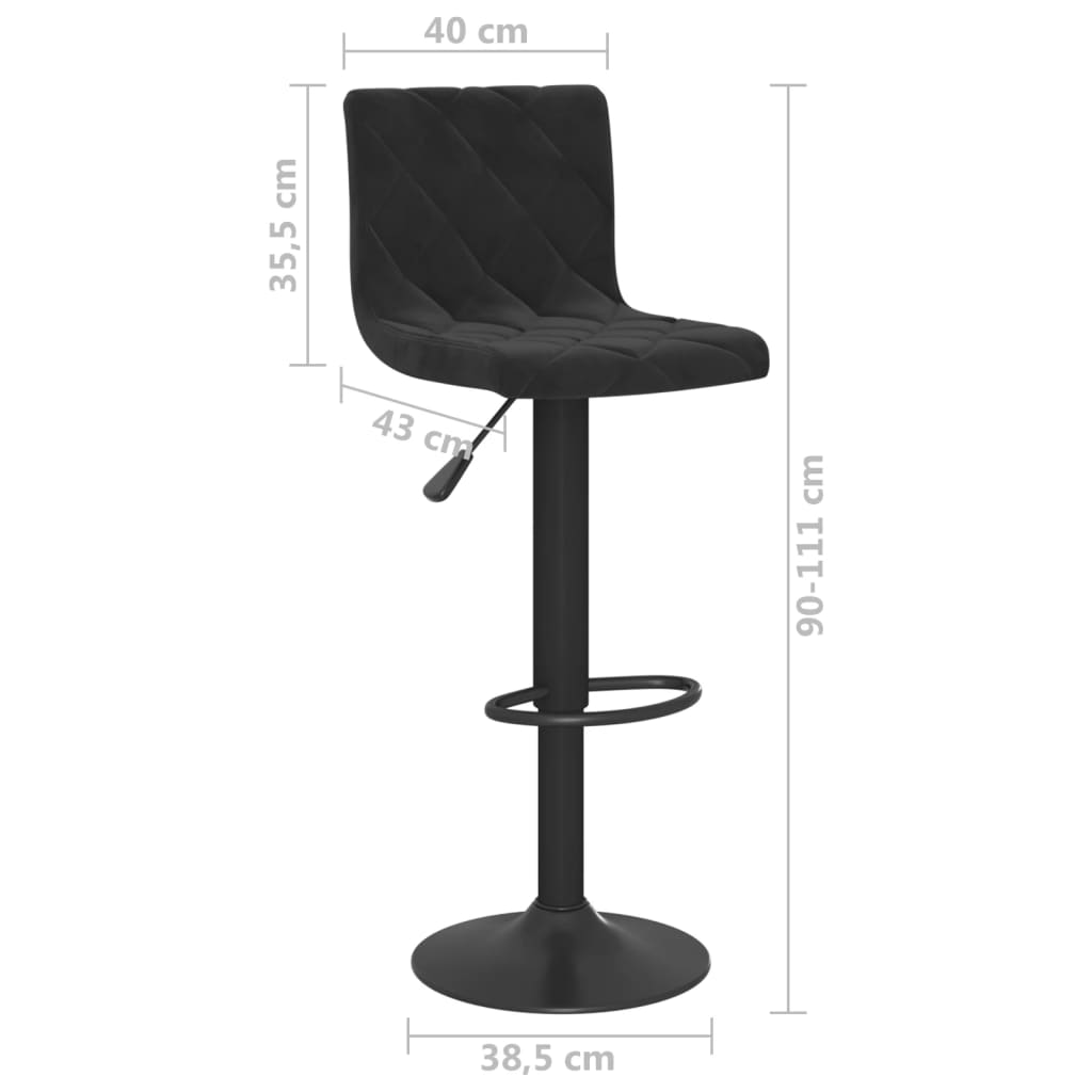 Tabourets de bar lot de 2 Noir Velours - XIOS