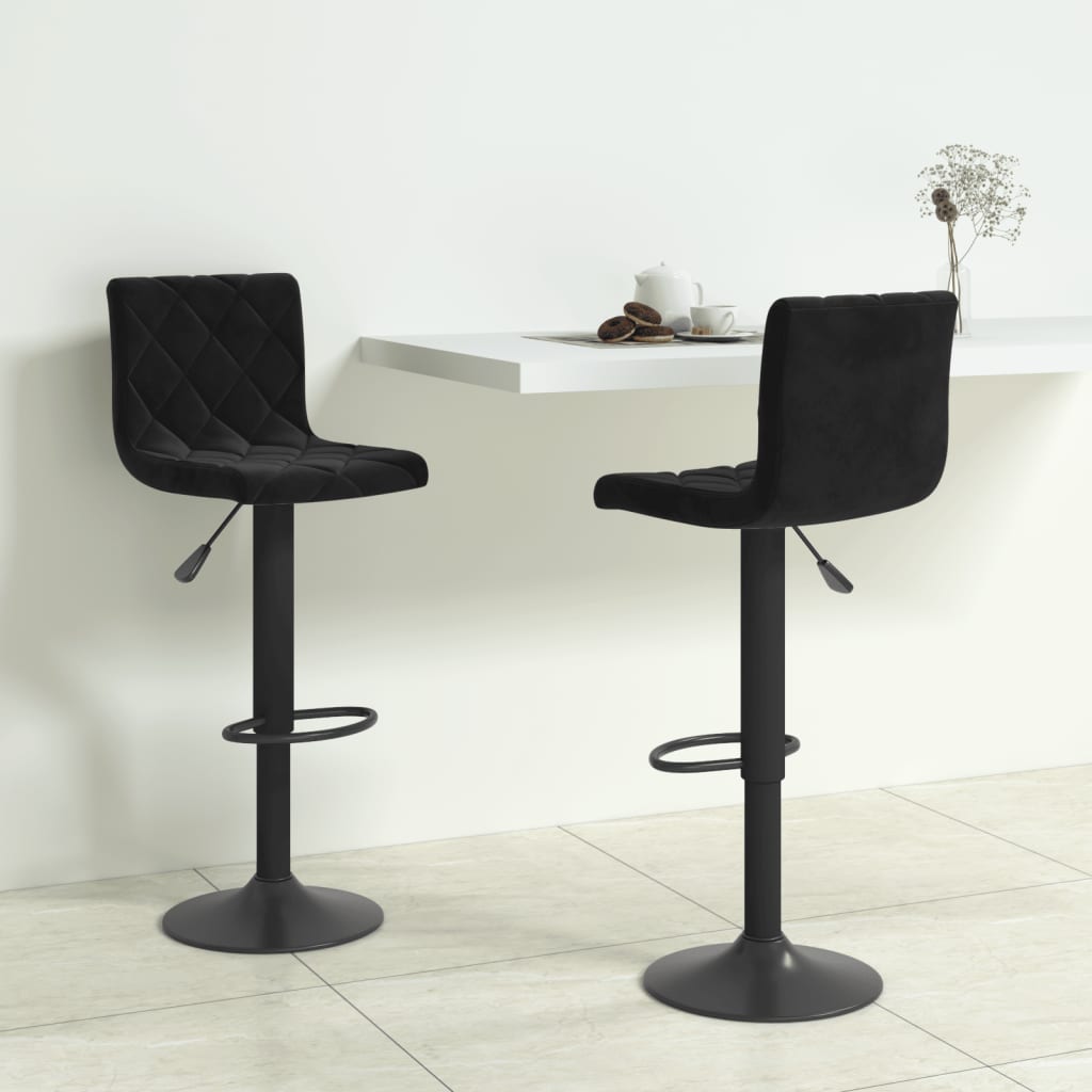 Tabourets de bar lot de 2 Noir Velours - XIOS