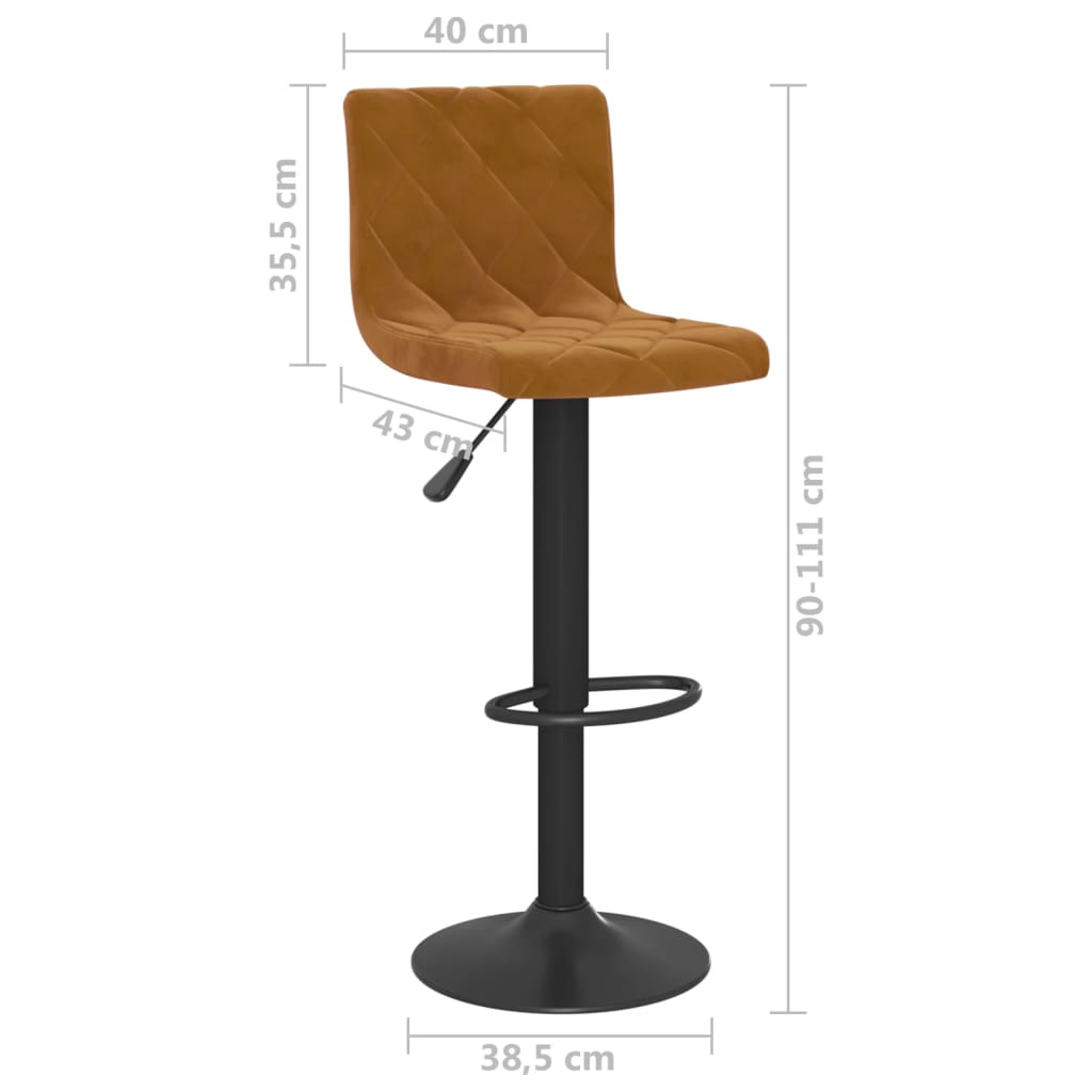 Tabourets de bar lot de 2 marron velours - XIOS