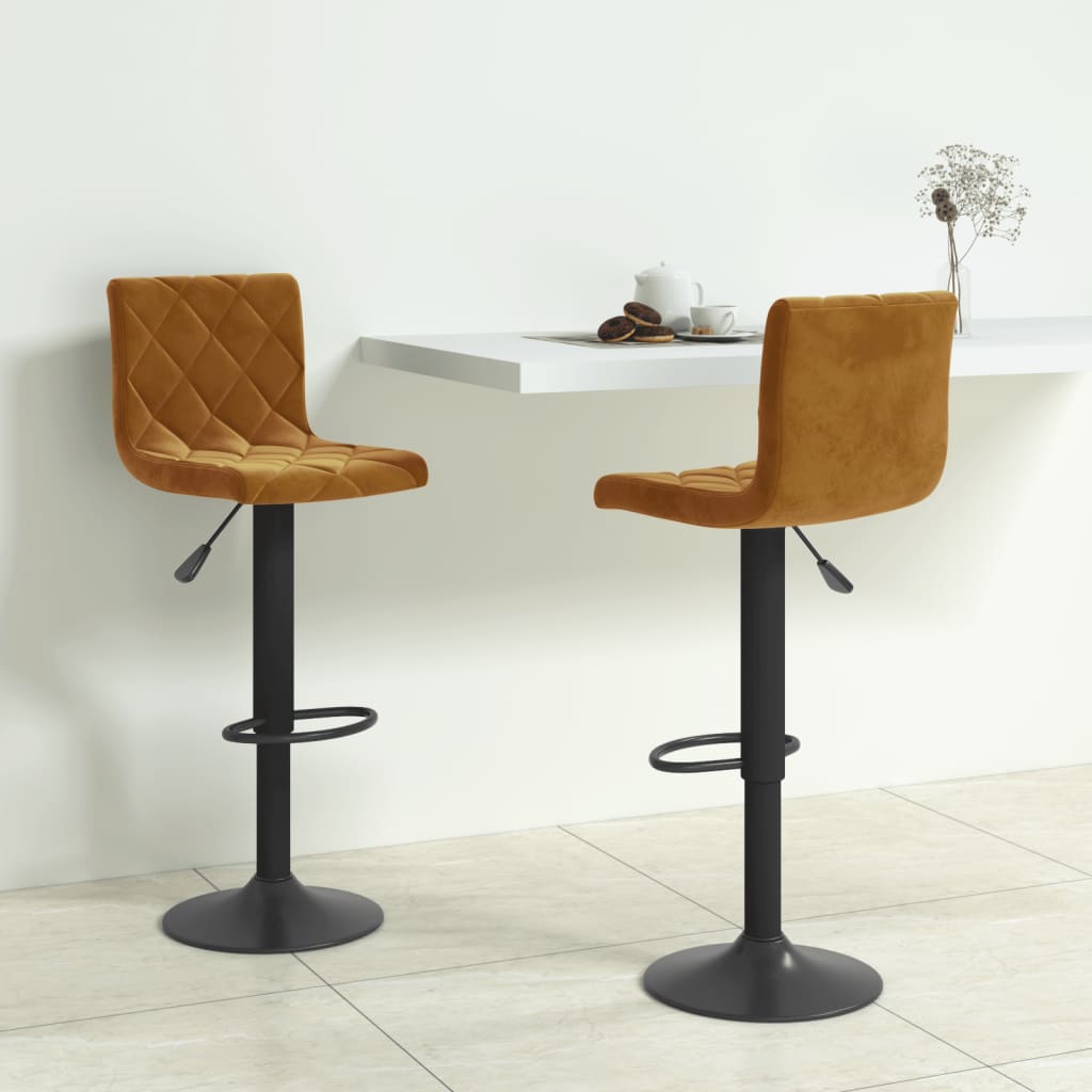 Tabourets de bar lot de 2 marron velours - XIOS