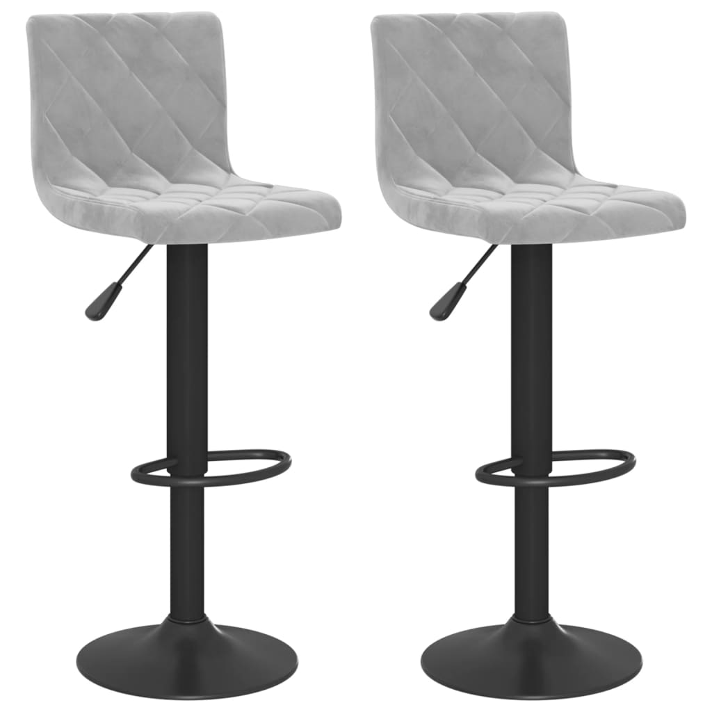 Tabourets de bar lot de 2 gris clair velours - XIOS