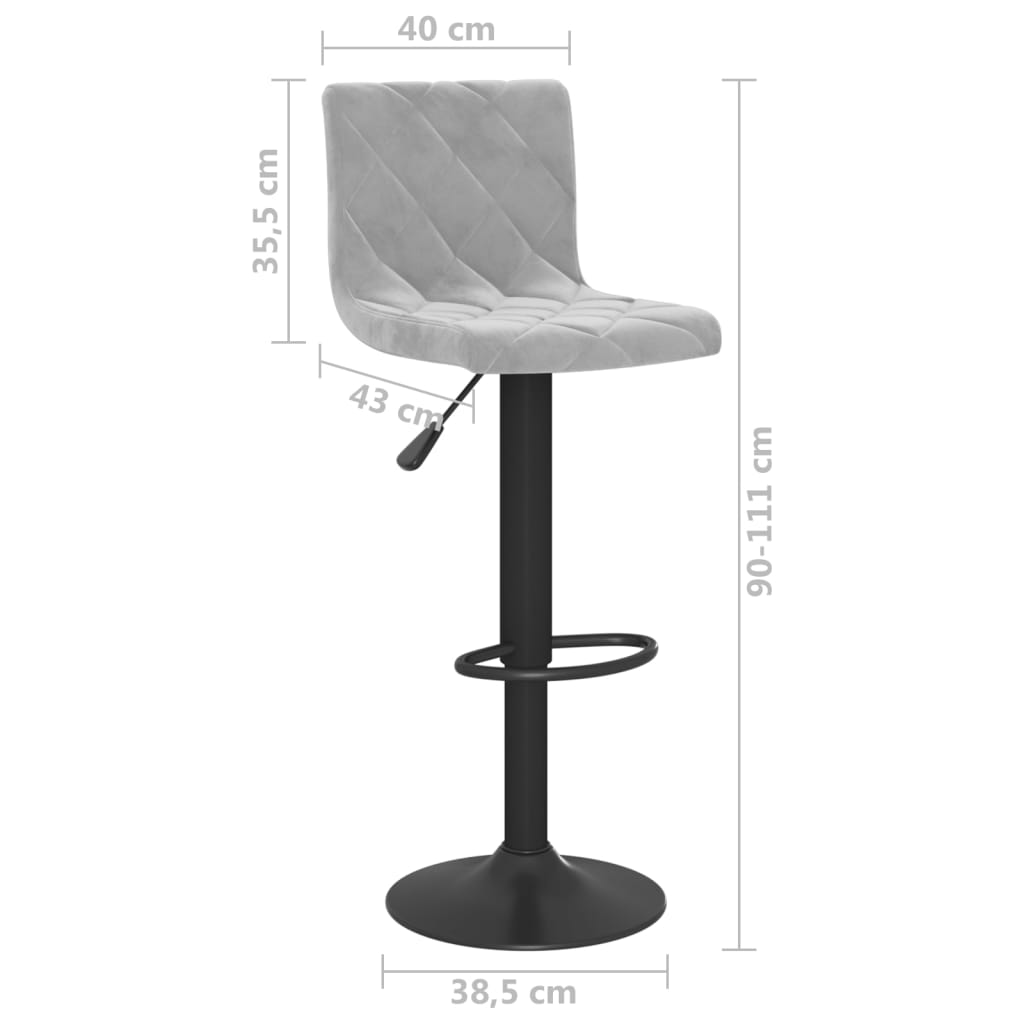 Tabourets de bar lot de 2 gris clair velours - XIOS