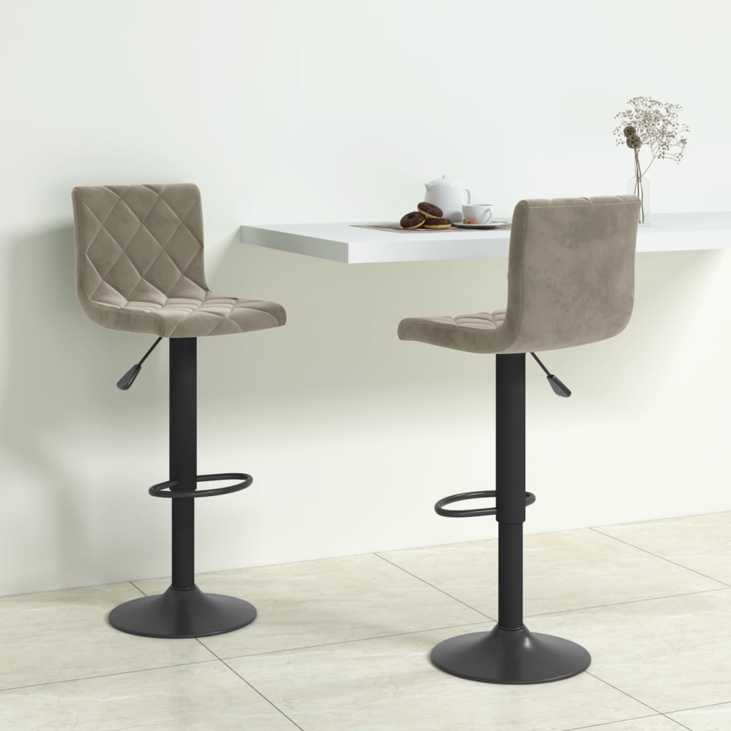 Tabourets de bar lot de 2 gris clair velours - XIOS