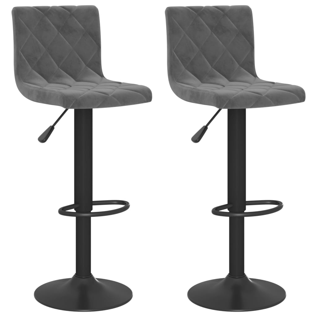 Tabourets de bar lot de 2 gris foncé velours - XIOS