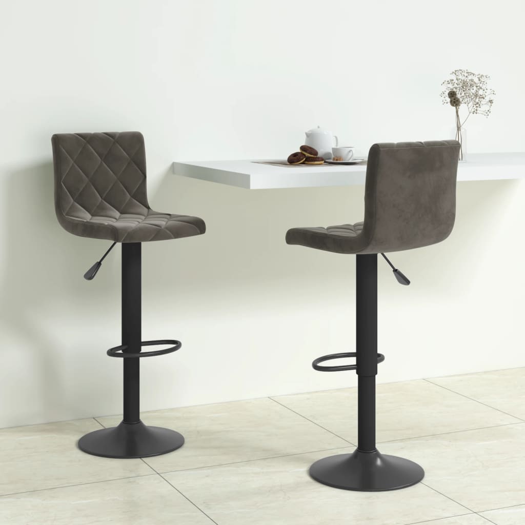 Tabourets de bar lot de 2 gris foncé velours - XIOS