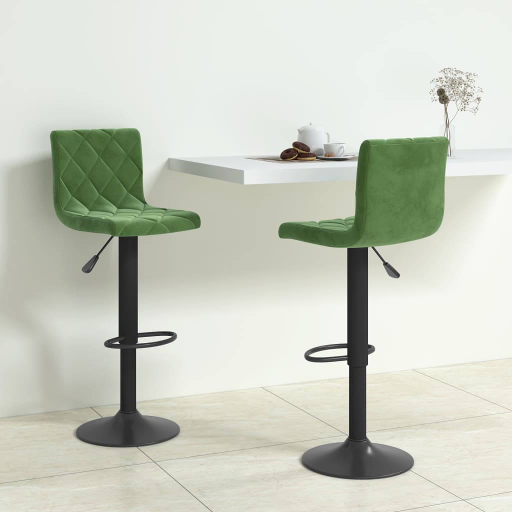 Tabourets de bar lot de 2 vert foncé velours - XIOS