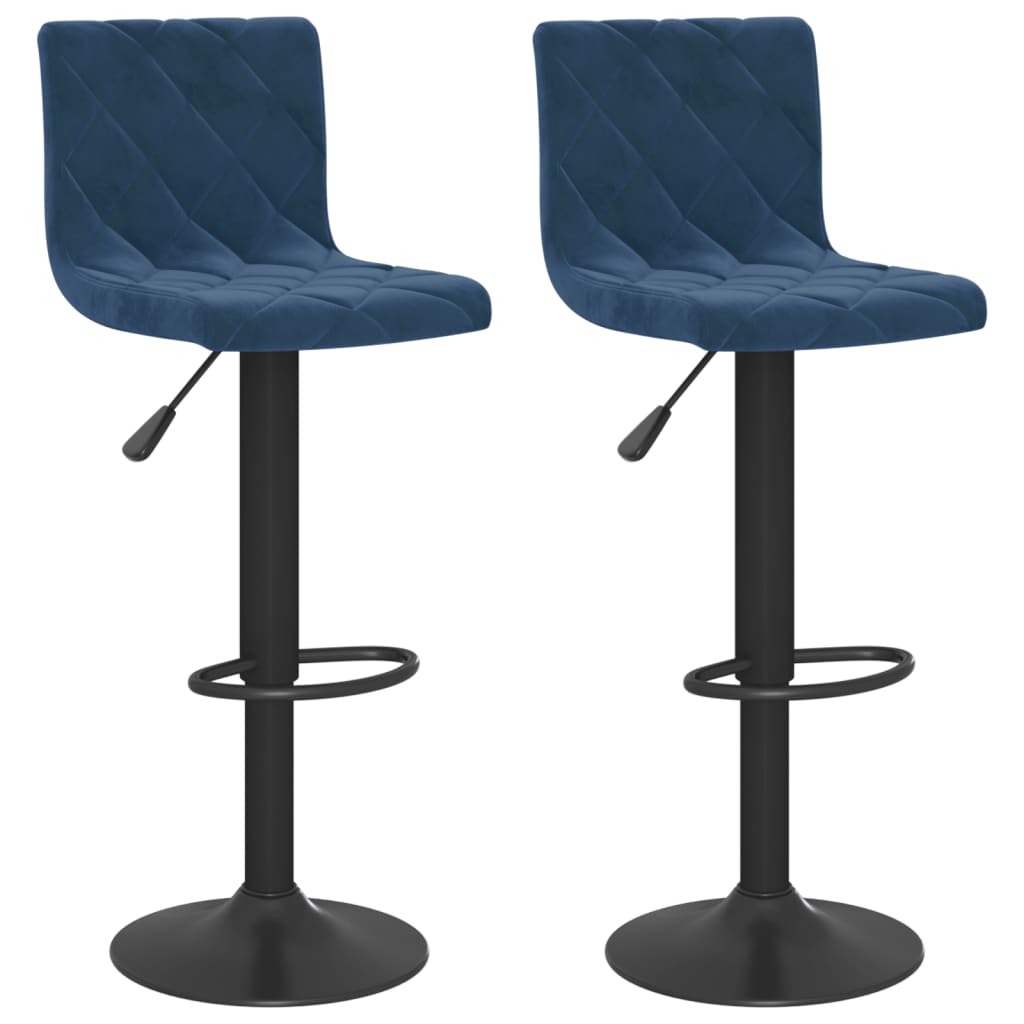 Tabourets de bar lot de 2 bleu velours - XIOS