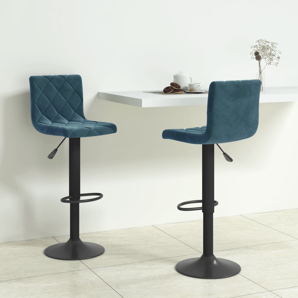 Tabourets de bar lot de 2 bleu velours - XIOS