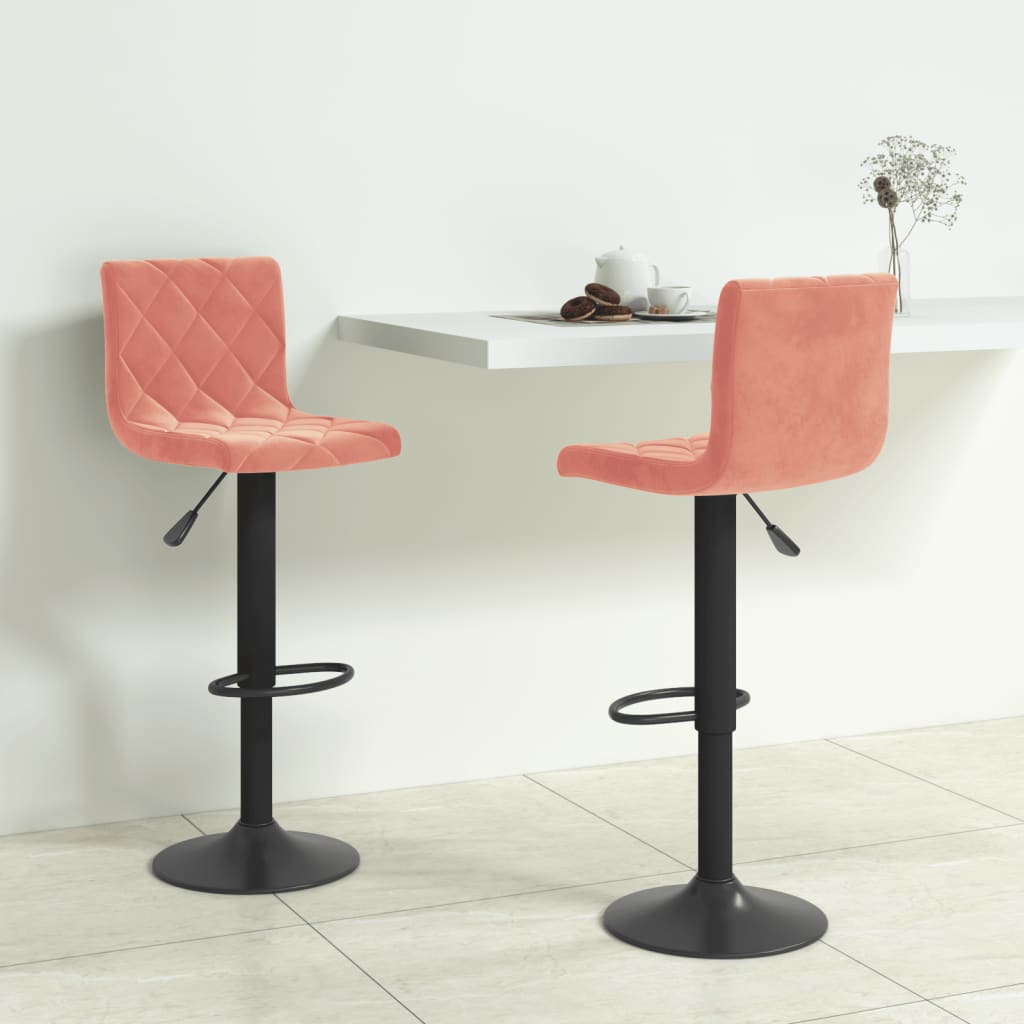 Tabourets de bar lot de 2 rose velours - XIOS