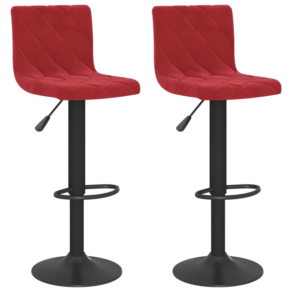 Tabourets de bar lot de 2 rouge bordeaux velours