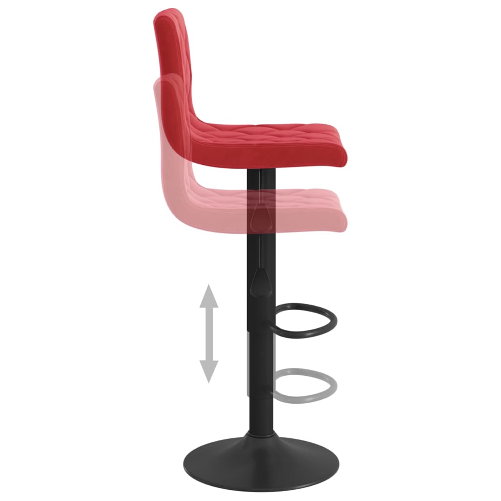 Tabourets de bar lot de 2 rouge bordeaux velours - XIOS