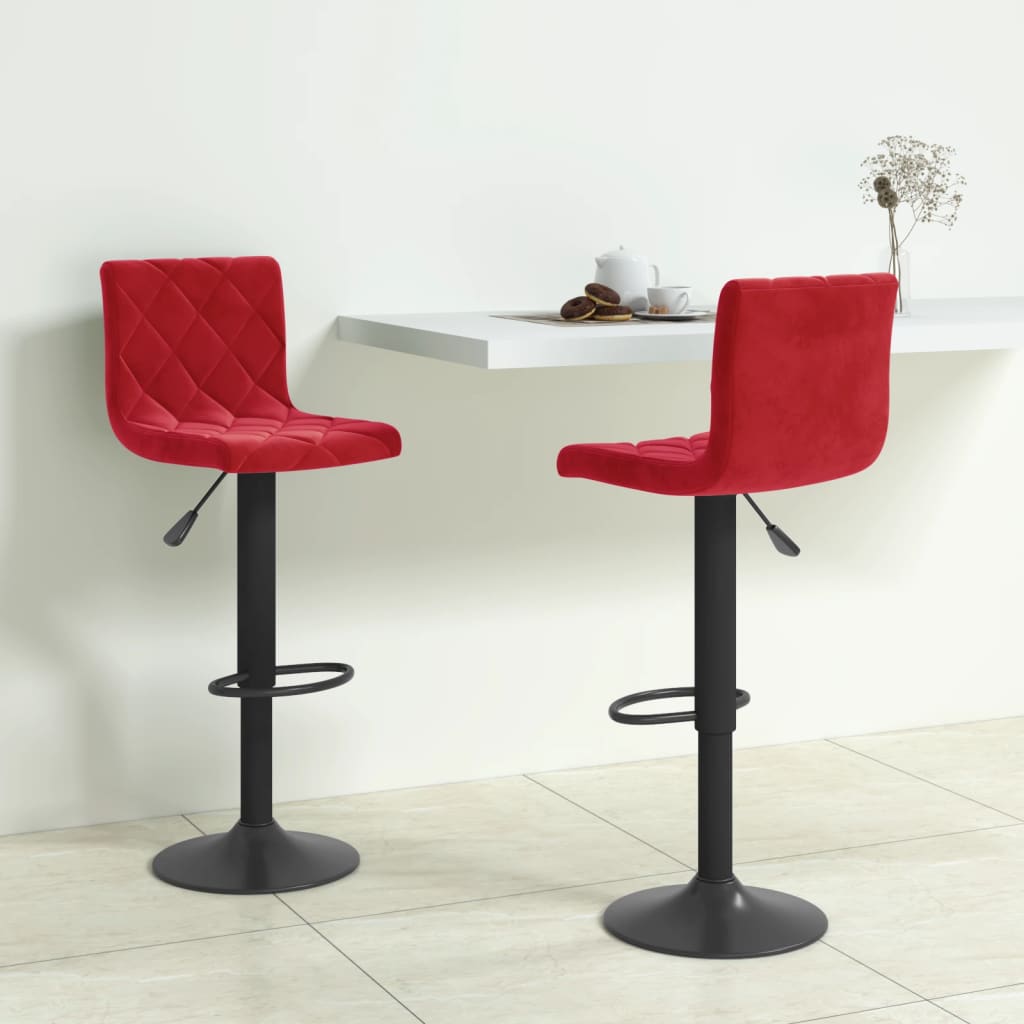 Tabourets de bar lot de 2 rouge bordeaux velours - XIOS