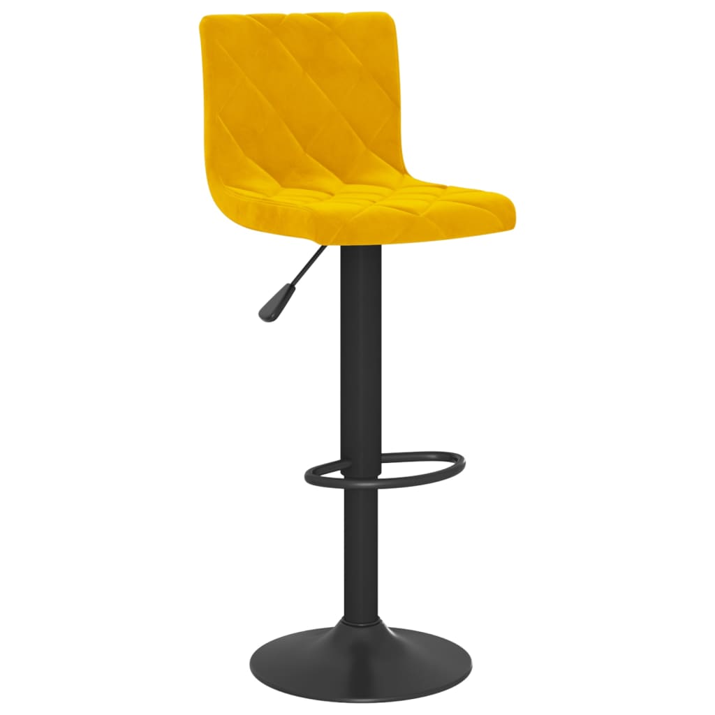 Tabourets de bar lot de 2 jaune moutarde velours - XIOS