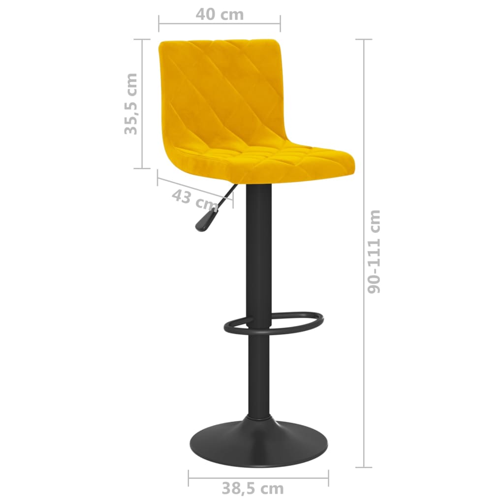 Tabourets de bar lot de 2 jaune moutarde velours - XIOS