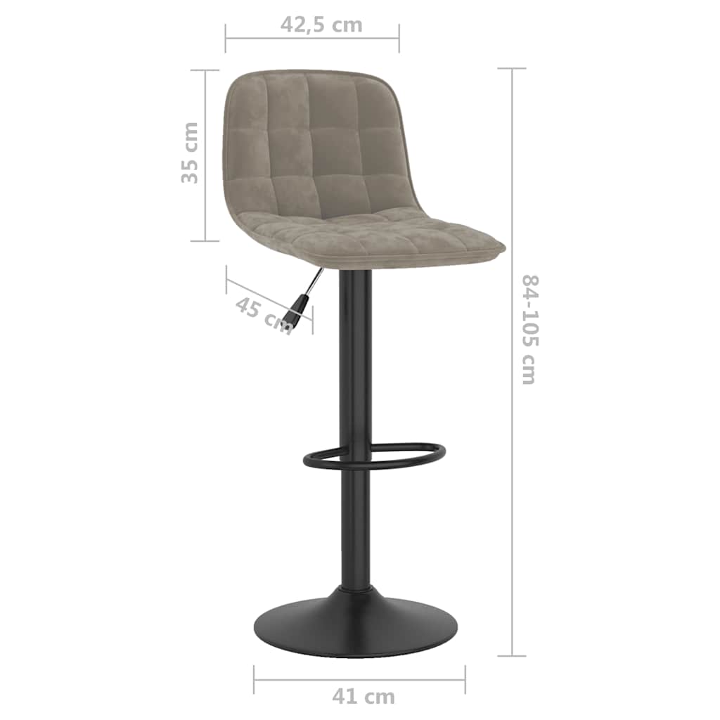 Tabouret de bar Gris clair Velours - XIOS