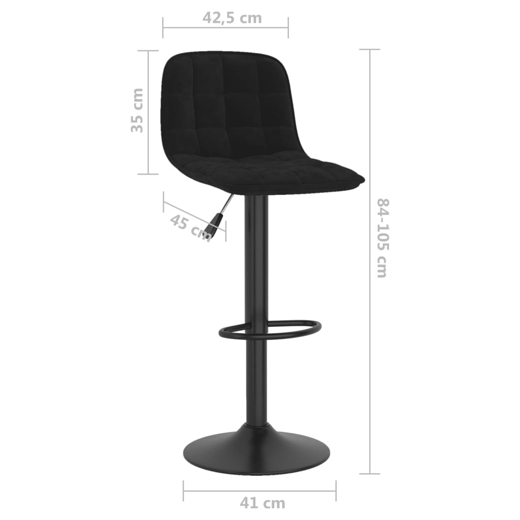 Tabourets de bar lot de 2 noir velours - XIOS