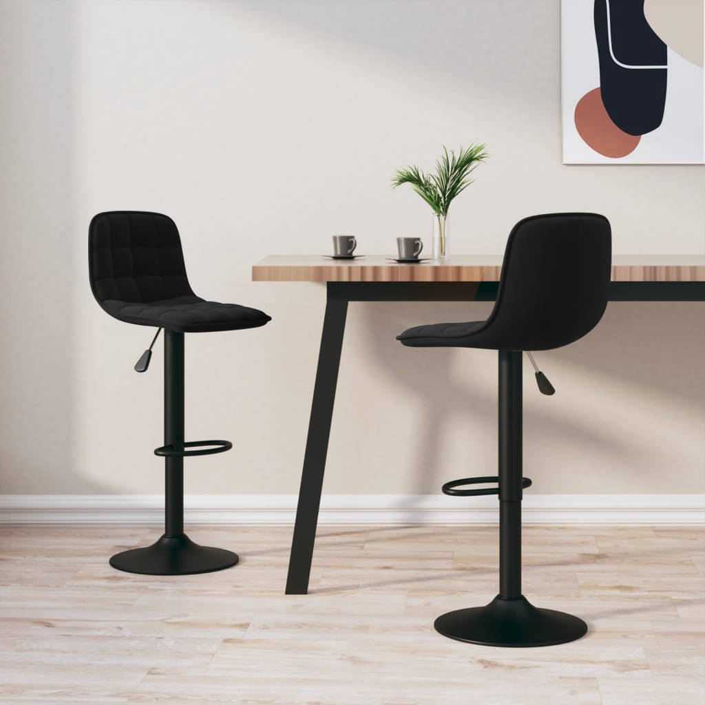Tabourets de bar lot de 2 noir velours - XIOS