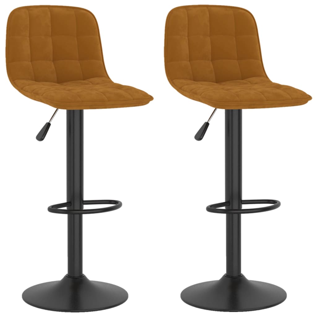 Tabourets de bar lot de 2 marron velours - XIOS