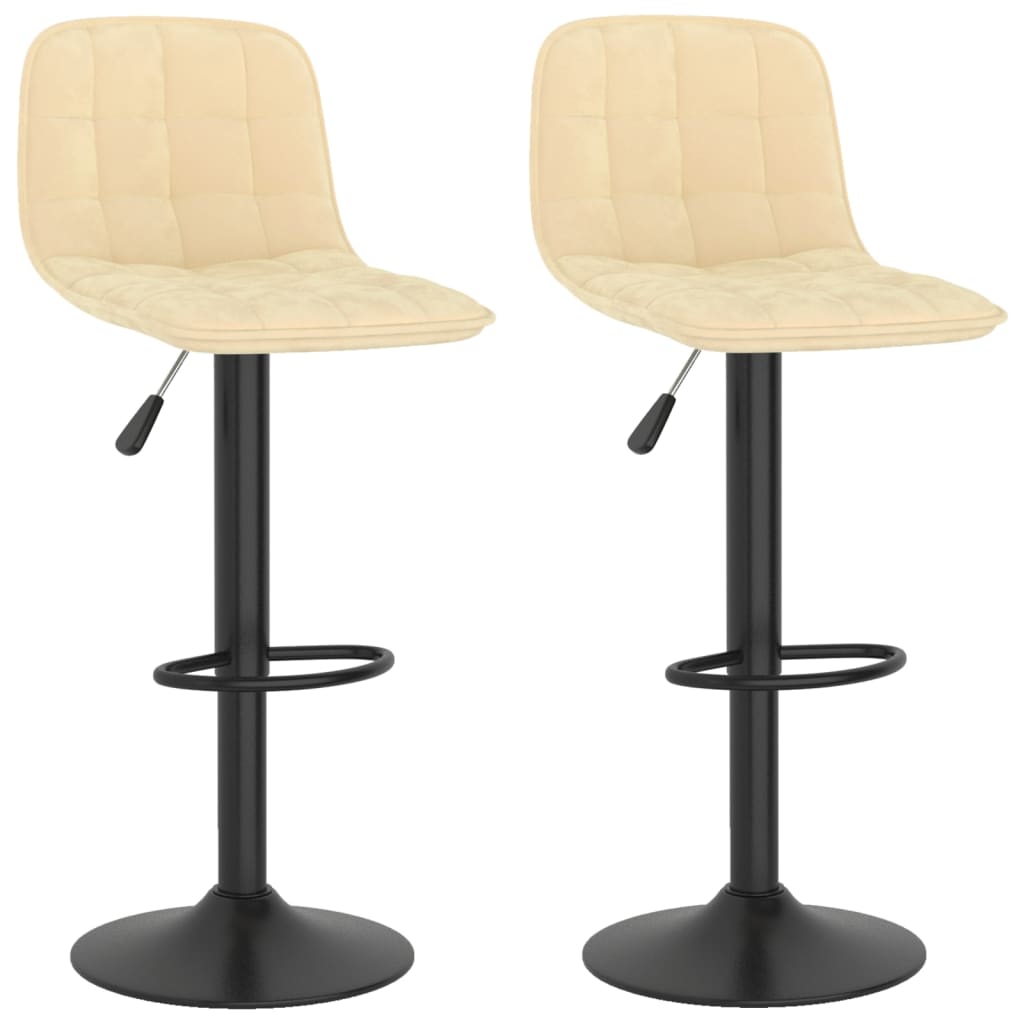 Tabourets de bar lot de 2 crème velours - XIOS
