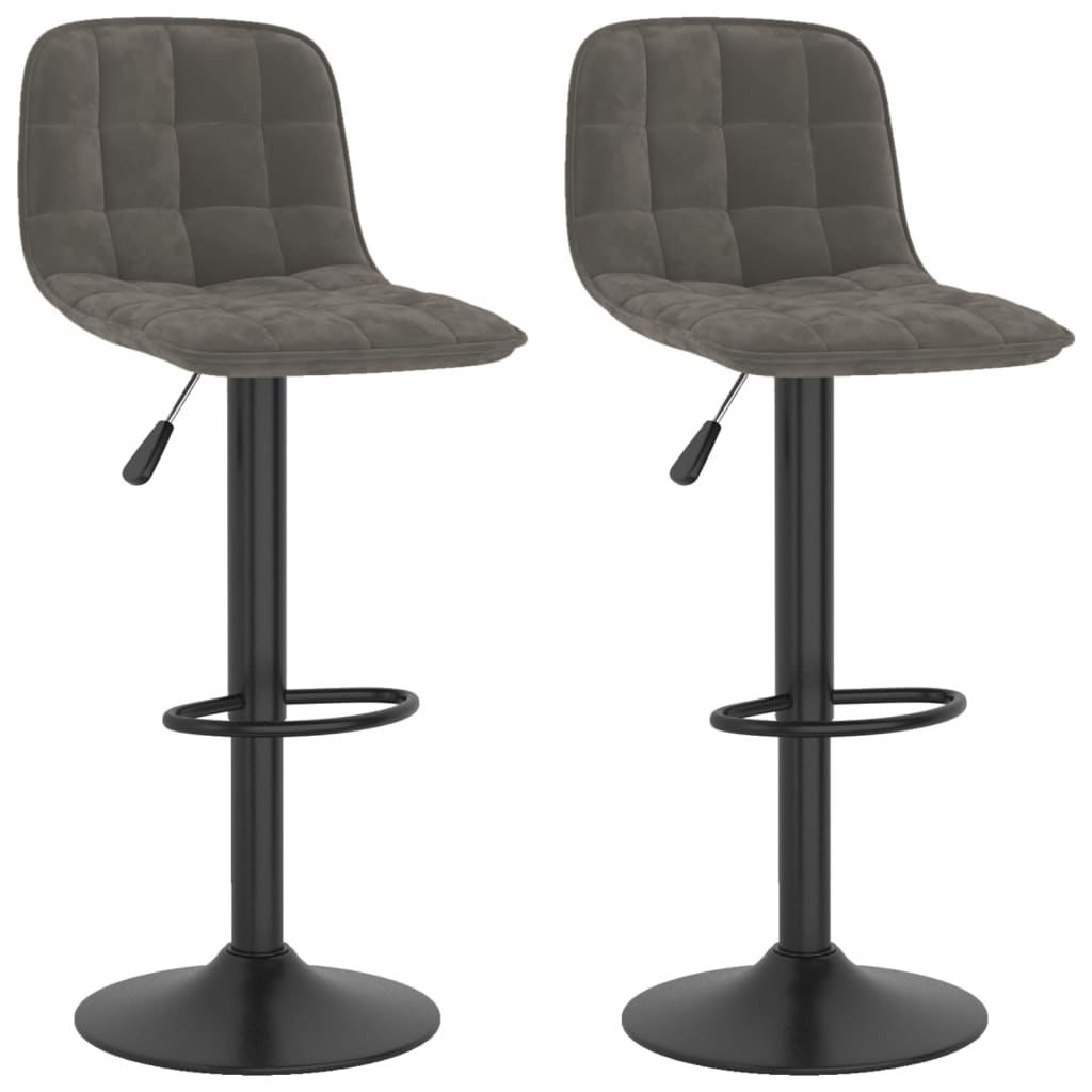Tabourets de bar lot de 2 gris foncé velours - XIOS