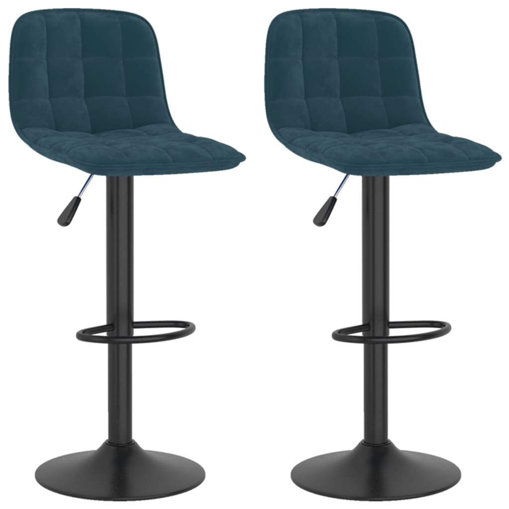 Tabourets de bar lot de 2 bleu velours - XIOS