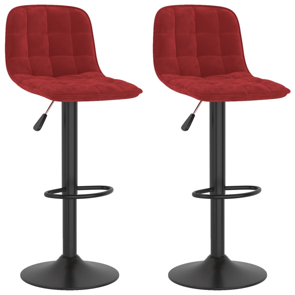 Tabourets de bar lot de 2 rouge bordeaux velours - XIOS
