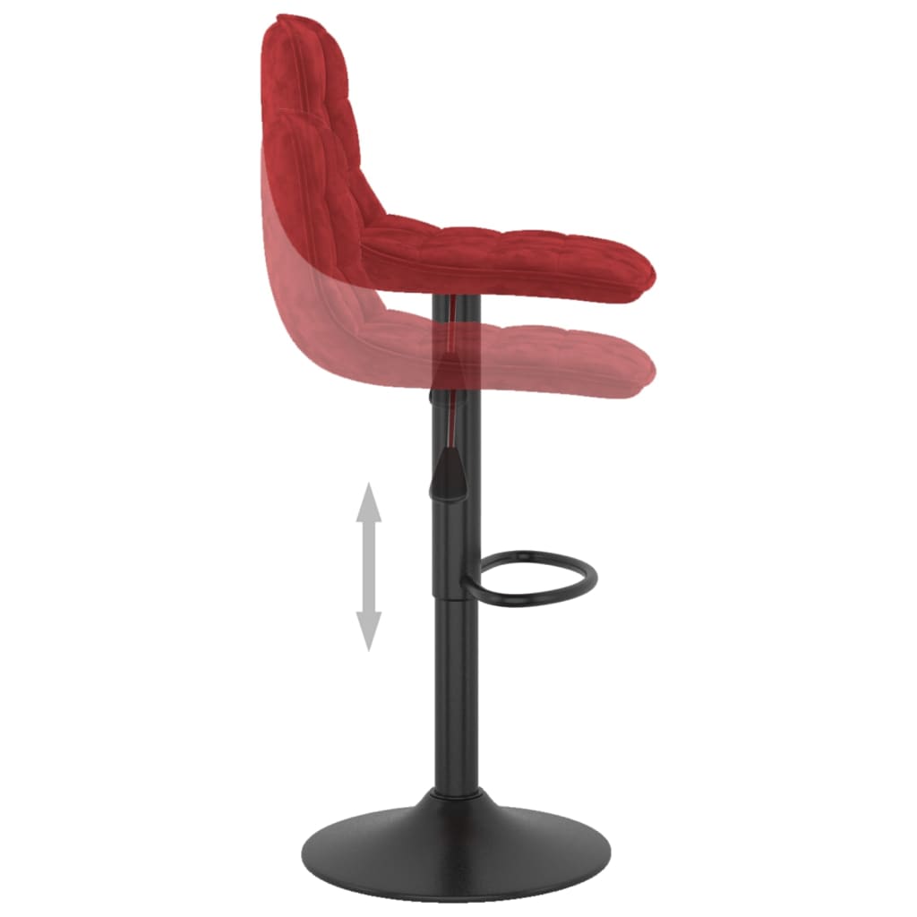 Tabourets de bar lot de 2 rouge bordeaux velours - XIOS