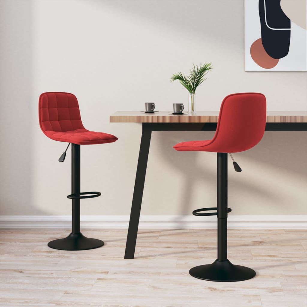 Tabourets de bar lot de 2 rouge bordeaux velours - XIOS