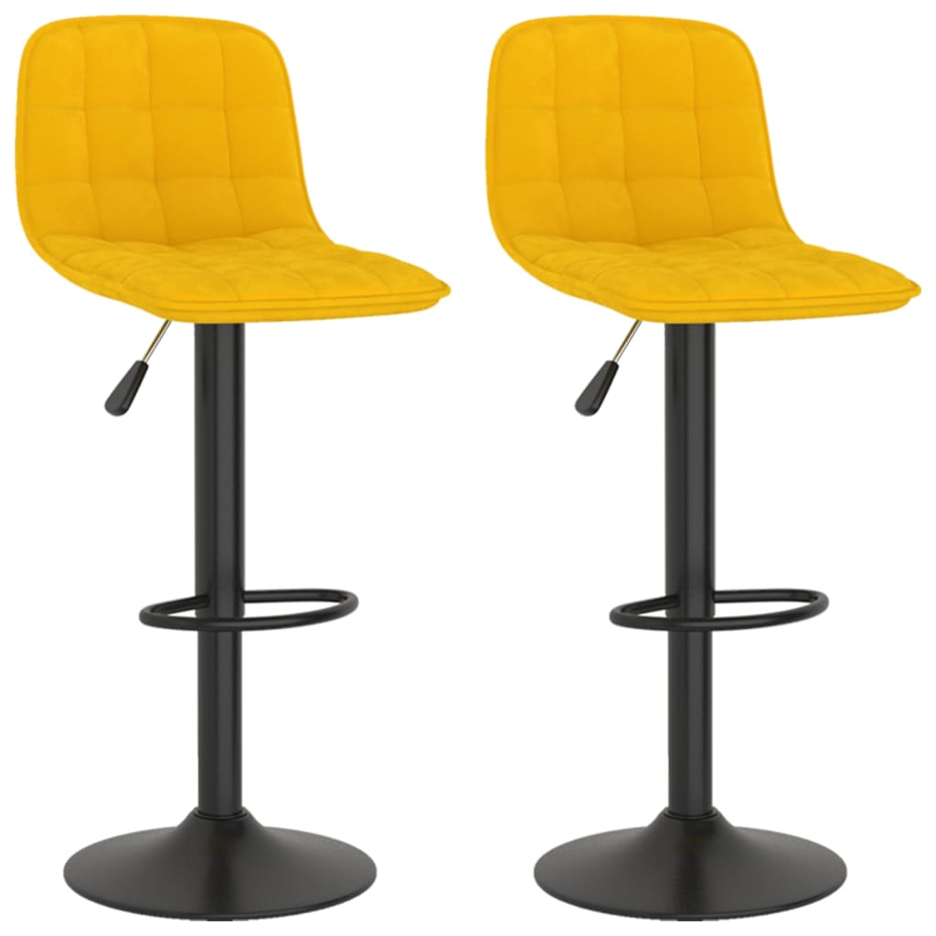 Tabourets de bar lot de 2 Jaune Velours - XIOS