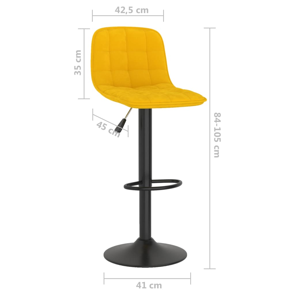 Tabourets de bar lot de 2 Jaune Velours - XIOS