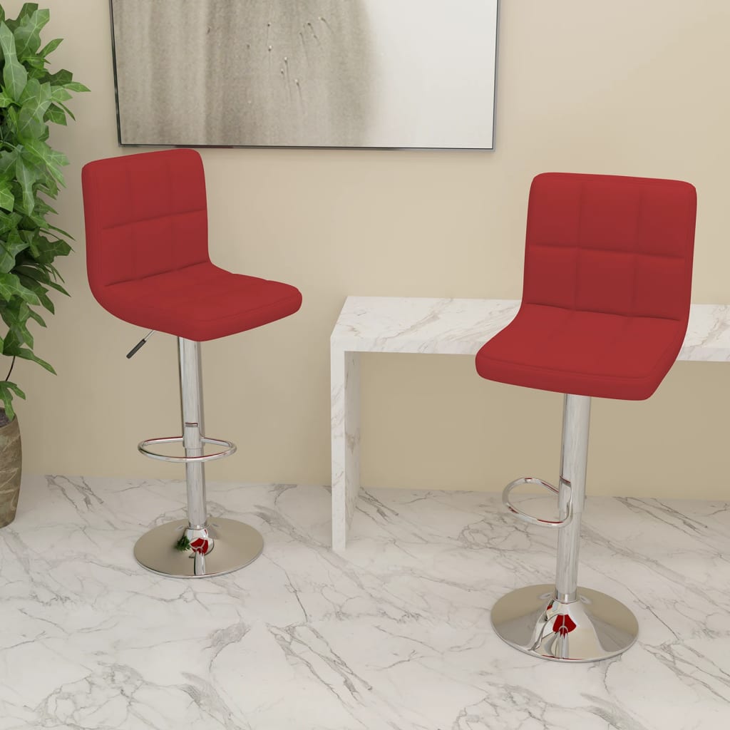 Tabourets de bar lot de 2 rouge bordeaux tissu - XIOS