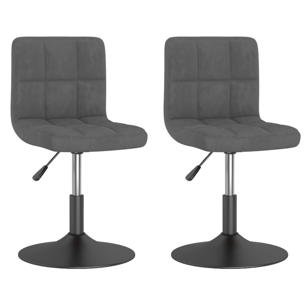 Chaises pivotantes à manger lot de 2 gris foncé velours - XIOS