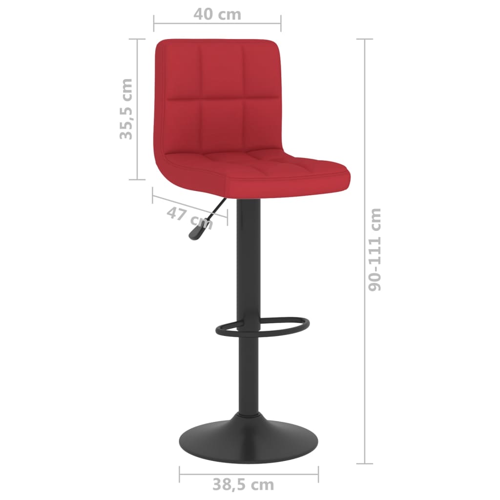 Tabourets de bar lot de 2 rouge bordeaux tissu - XIOS