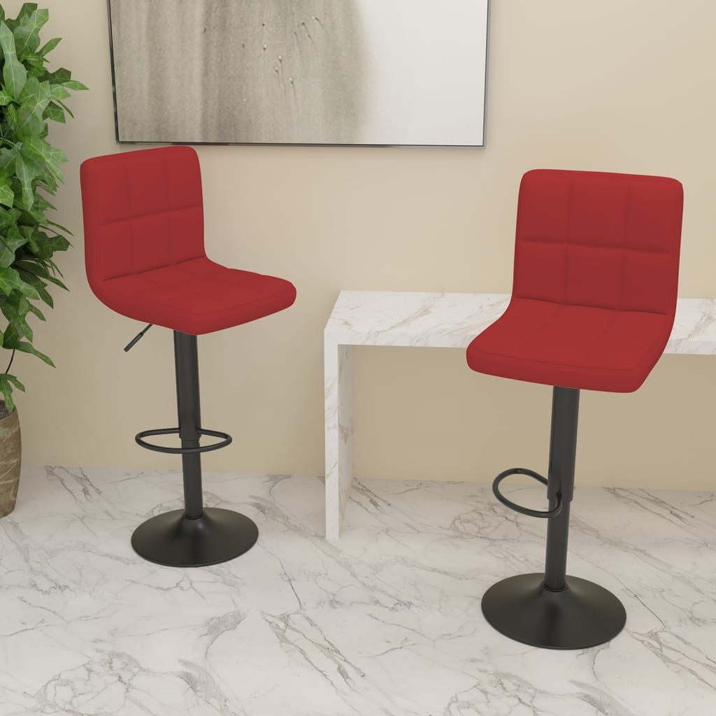 Tabourets de bar lot de 2 rouge bordeaux tissu - XIOS