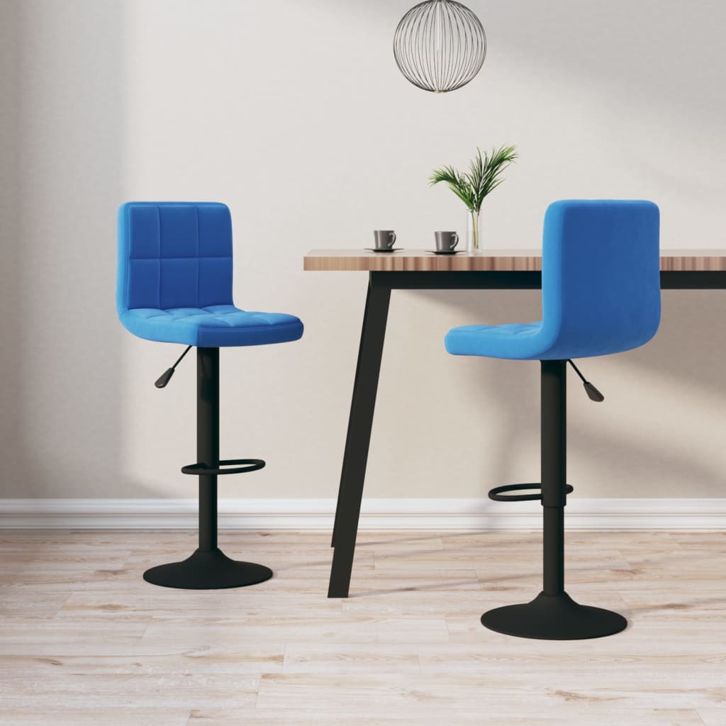 Tabourets de bar lot de 2 bleu velours - XIOS
