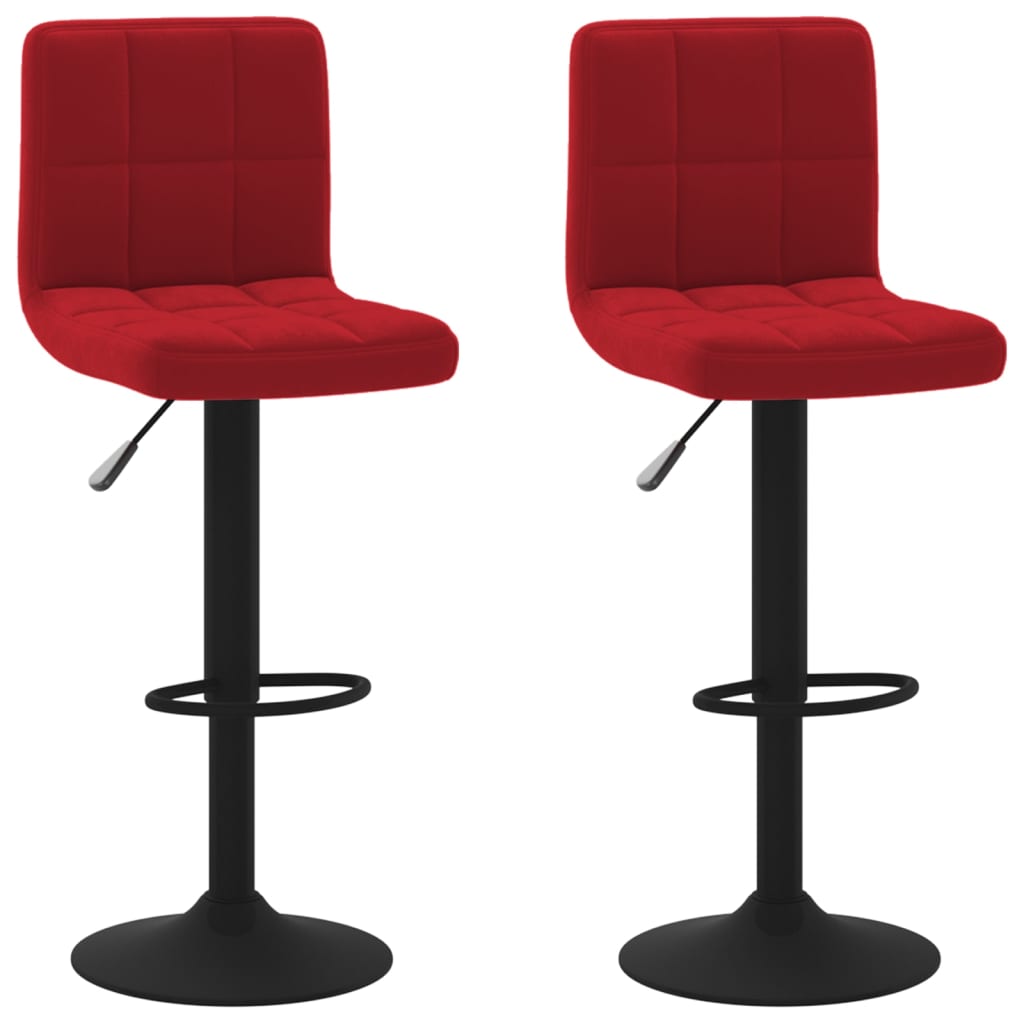 Tabourets de bar lot de 2 rouge bordeaux velours - XIOS