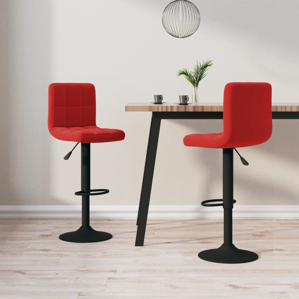 Tabourets de bar lot de 2 rouge bordeaux velours - XIOS