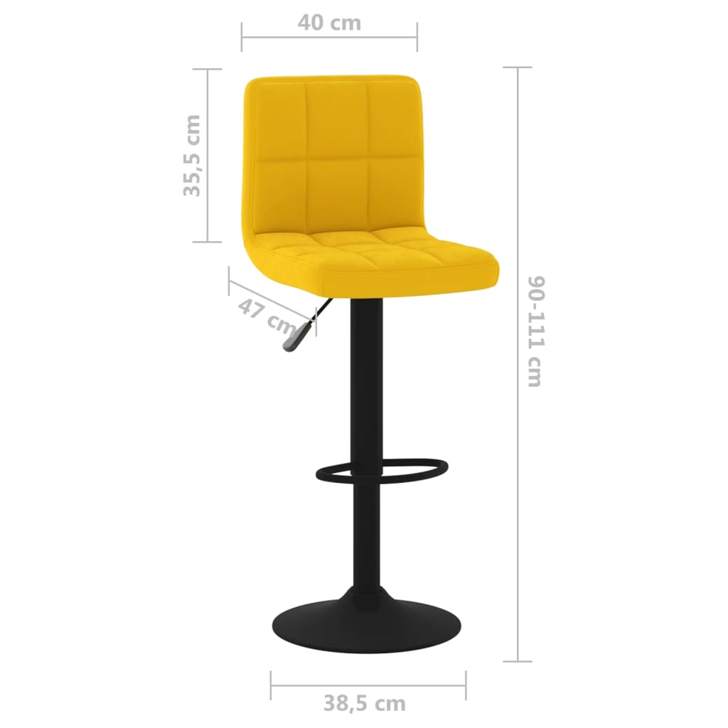 Tabourets de bar lot de 2 jaune moutarde velours - XIOS