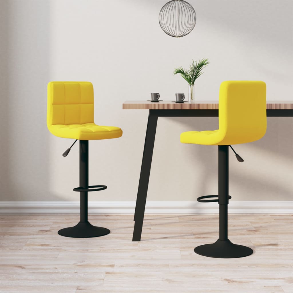 Tabourets de bar lot de 2 jaune moutarde velours - XIOS