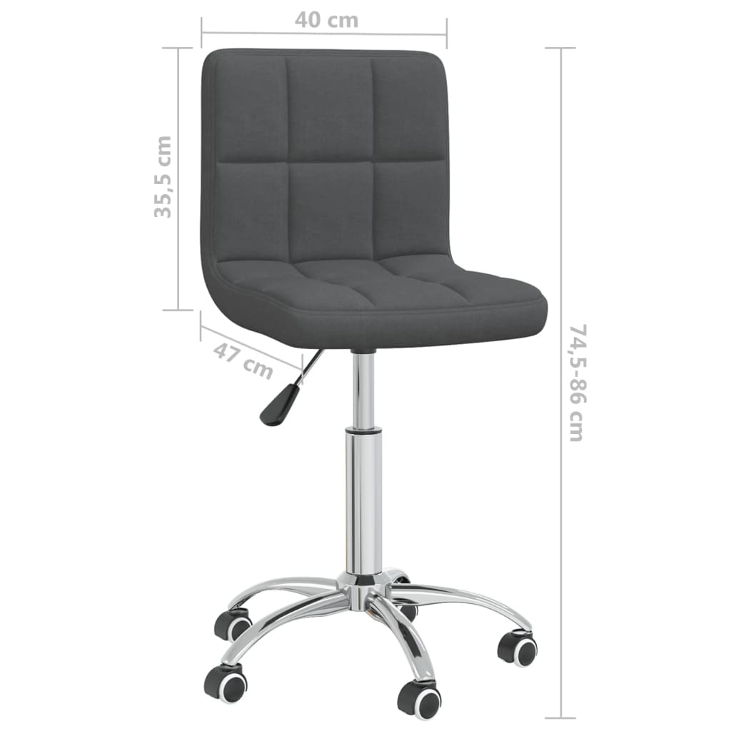 Chaise pivotante de bureau Gris foncé Tissu