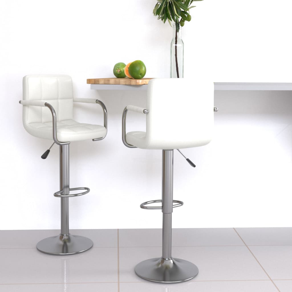 Tabourets de bar lot de 2 blanc similicuir - XIOS